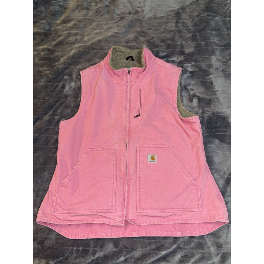 Carhartt Women’s Pink Full Zip Sherpa Lined Vest w/ Pockets Size Large